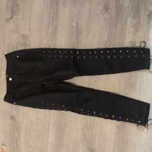 Missguided black lace down the legs jeans size 8